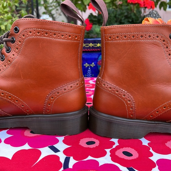 Dr. Martens Affleck Cognac Brogue Wingtip 7 Eye Lace Up Boots - Picture 14 of 17